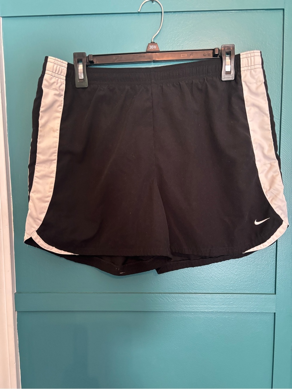 Nike Black Athletic Shorts with White Side Panels Size Medium (8-10)